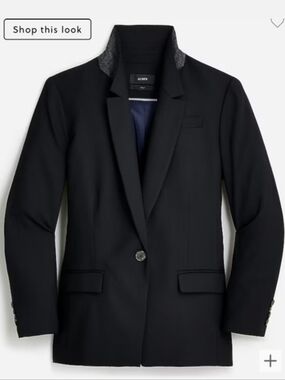 J. Crew Willa Nova Fides Italian Fabric Black Single-Button Tailored Blazer